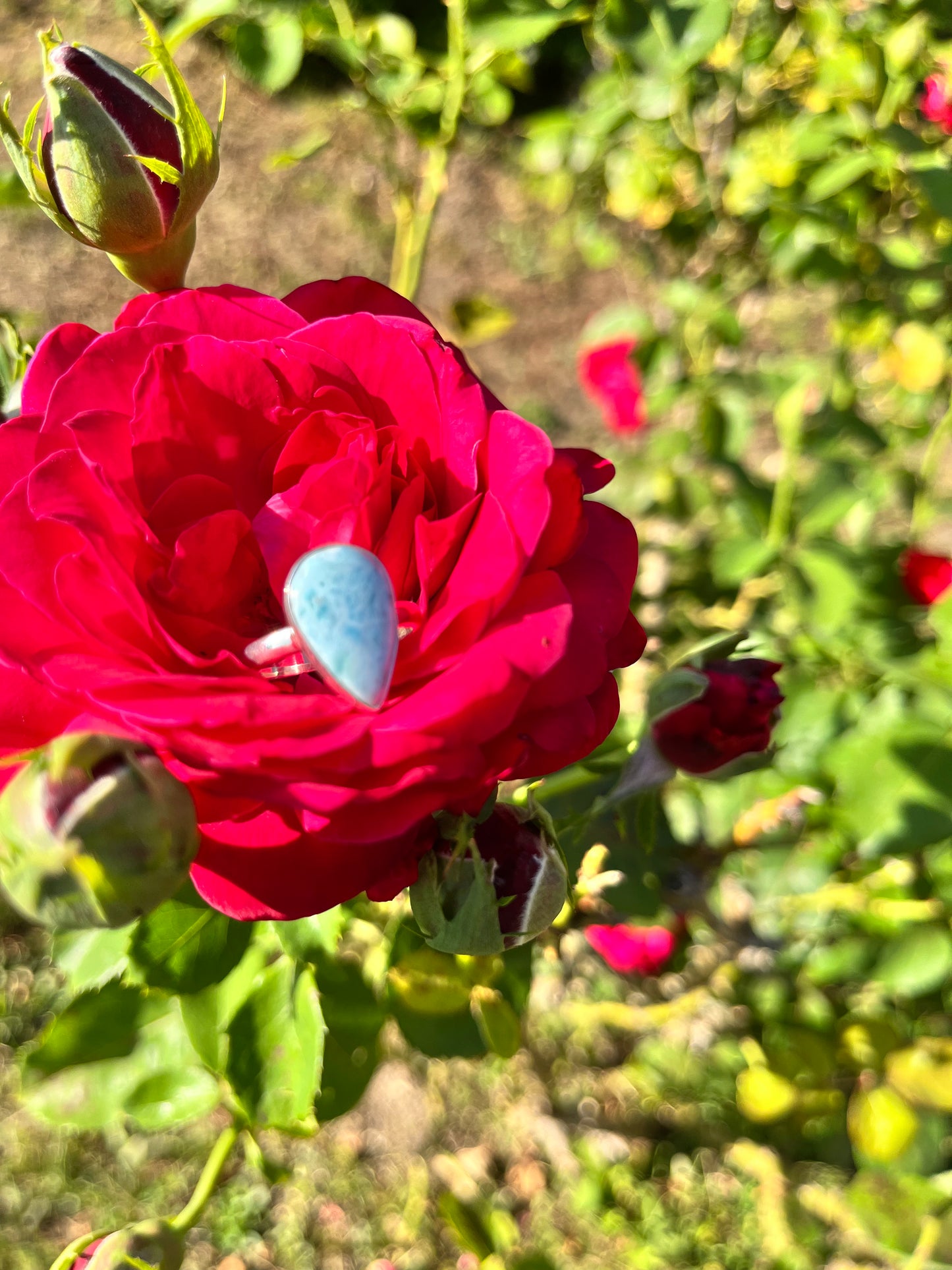 Bague goutte Larimar et argent 925