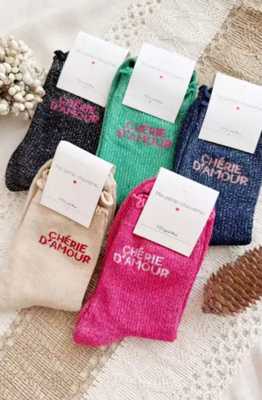 Chaussettes à paillettes « chérie d’amour »