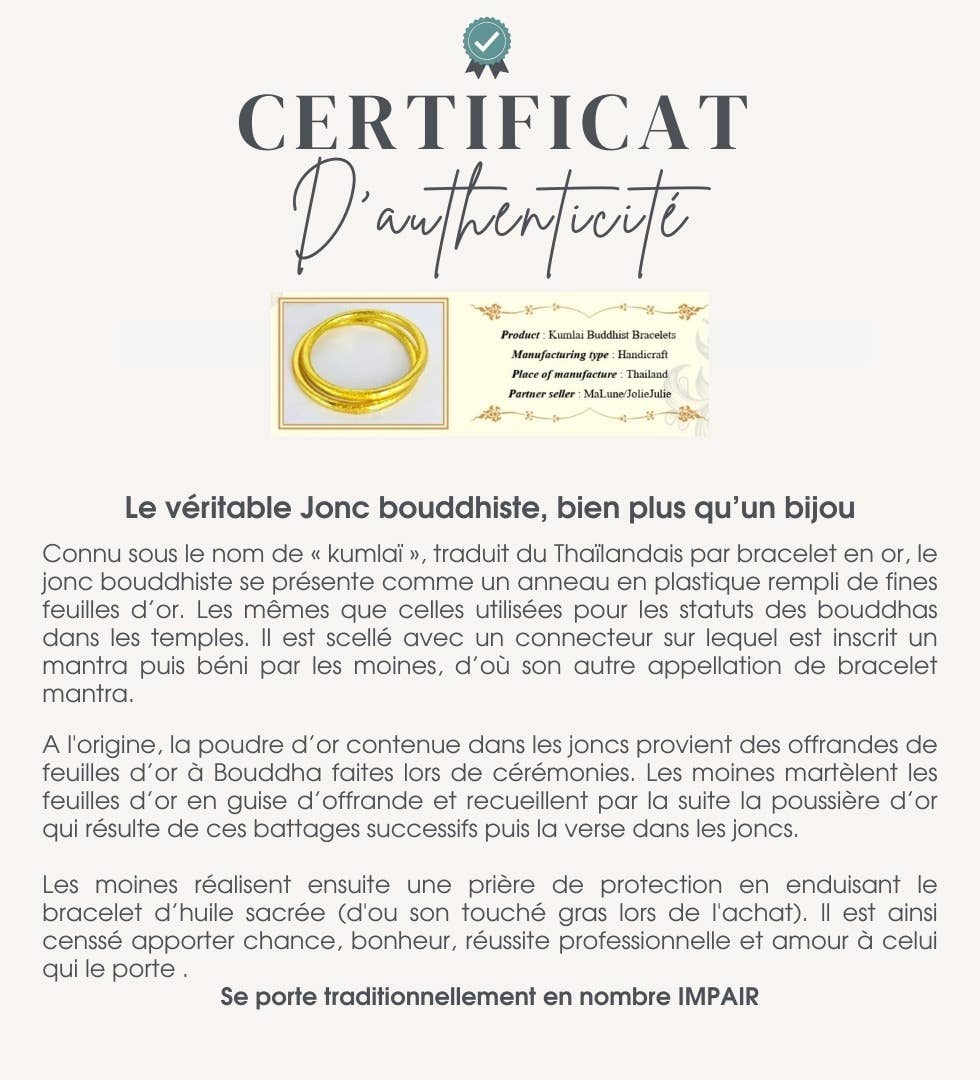 Jonc Bouddhiste Traditionnel Fin Champagne: M - 62 mm