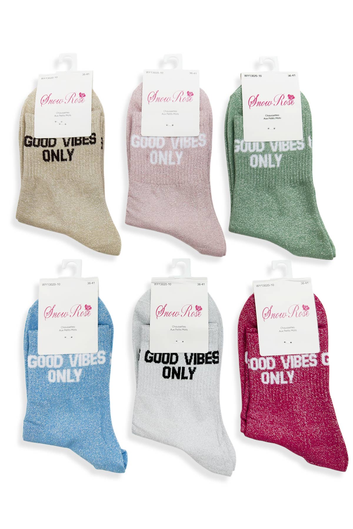 Chaussettes à paillettes: GOOD VIBES ONLY / 36-41