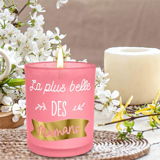 Bougies Rose fête des mamans LA PLUS BELLE DES MAMANS