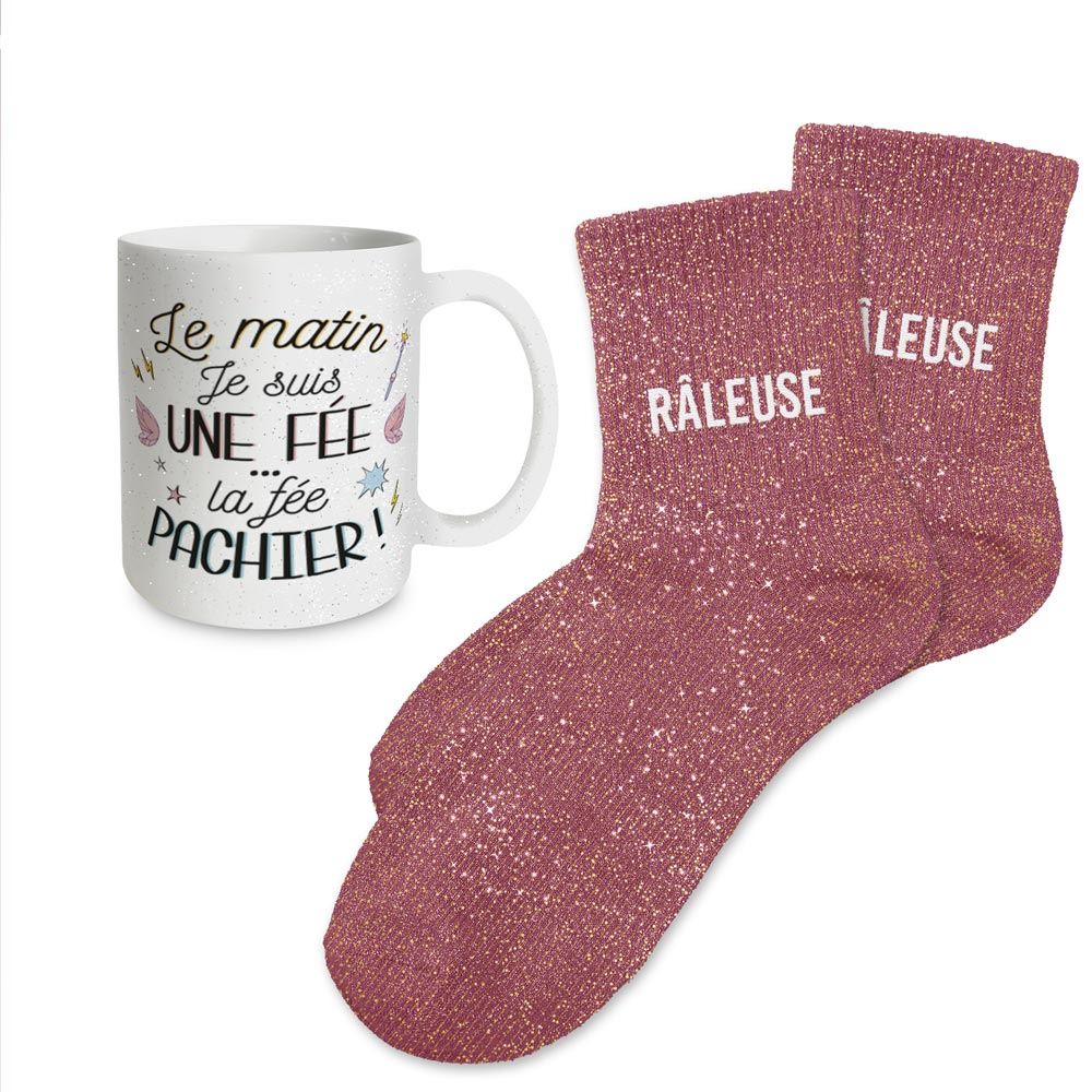 Coffret mug chaussettes paillettes affectif raleuse