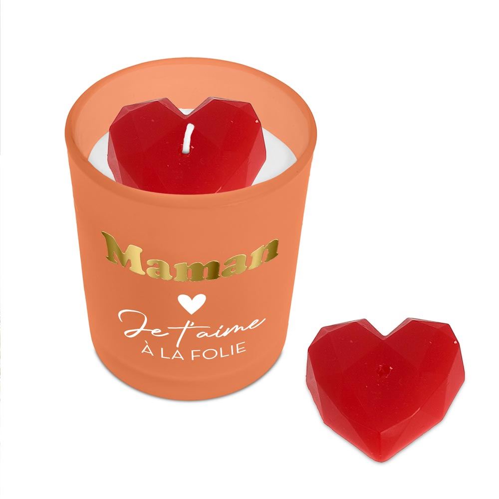 BOUGIE AFFECTIVE ORANGE MAMAN JE T'AIME A LA FOLIE