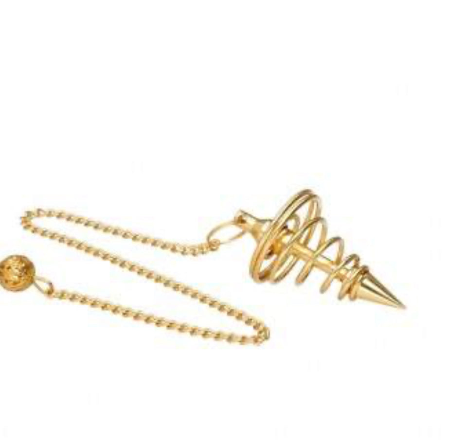 Pendule divinatoire spirale en métal doré