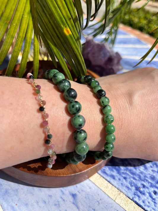 Bracelet « équilibré et protection » Rubis Zoïsite A